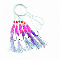 Pink rubber with violet feathers 1/0