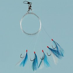 Feather blue/white/glitter 5 hooks size 1/0 0.60mm line