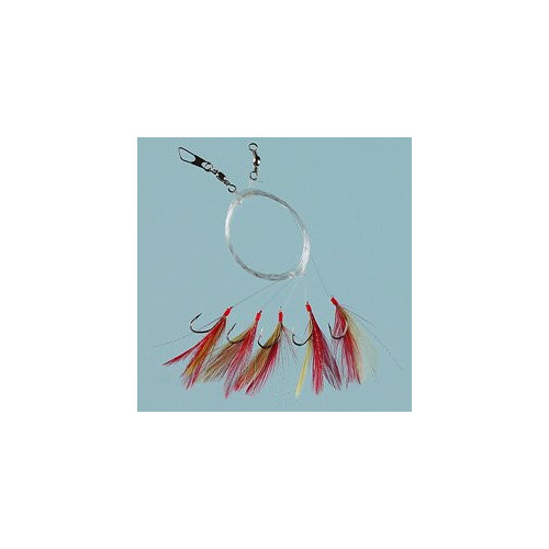 Feather red/yellow/glitter 5 hooks size 1/0 0.60mm line