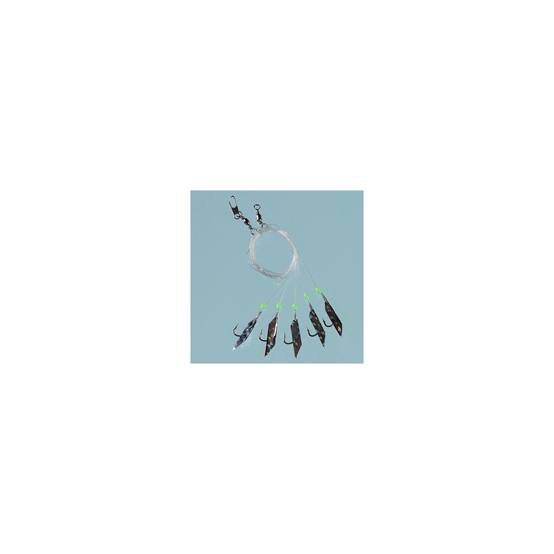 Red/silver flasher 5 hooks 3/0 0.60mm/0. 50mm