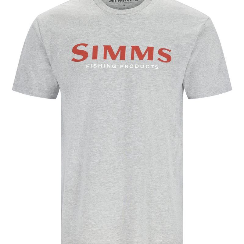 Simms Logo T-Shirt Grey Heather - Crimson M - M
