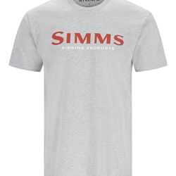 Simms Logo T-Shirt Grey Heather - Crimson L - L