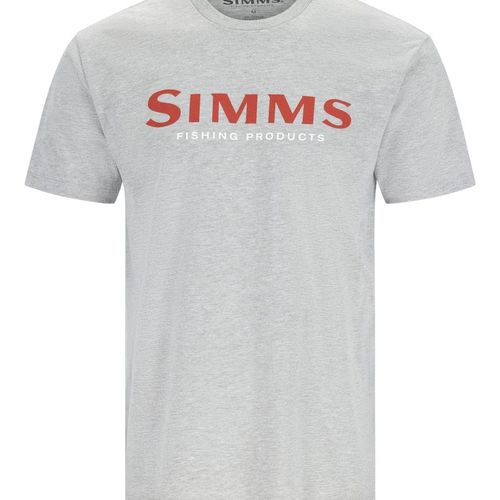 Simms Logo T-Shirt Grey Heather - Crimson XXL - XXL