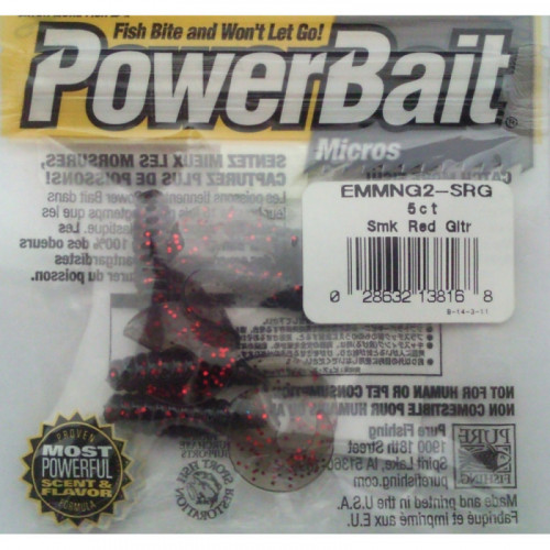 Power Bait Micros - Smoke red Gliter 2in
